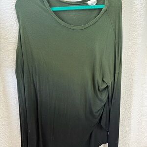 Women’s Long Sleeve Crewneck Top - Olive Green to Black Ombre